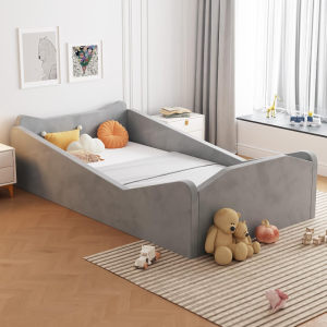 Velvet Animal Ear Guardrail Montessori Toddler Bed